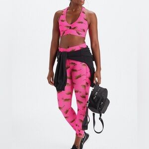 Fabletics Wild Hearts Oasis Twist Bra Top & High Waisted 7/8 Leggings Small